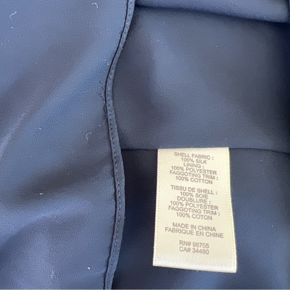 Rebecca Taylor Silk Twist Open Front Fit And Flare Dress Women’s 4 Navy Preppy - Picture 7 of 12